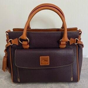 Dooney & Bourke Grape and Tan Satchel